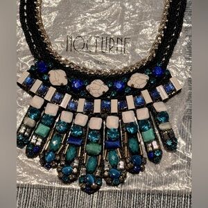 Nocturne Beautiful Blues Beaded Statement Bib Necklace